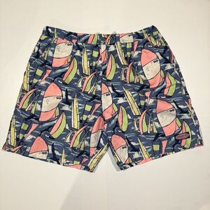 Vineyard Vines Sailing Boat Multicolor Print Beach Swim Trunks Men’s Size Large